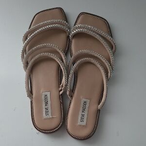 Steve Madden Blush Rhinestone Multi-Strap Slide Sandals